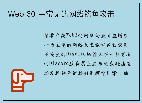 Web 30 中常见的网络钓鱼攻击